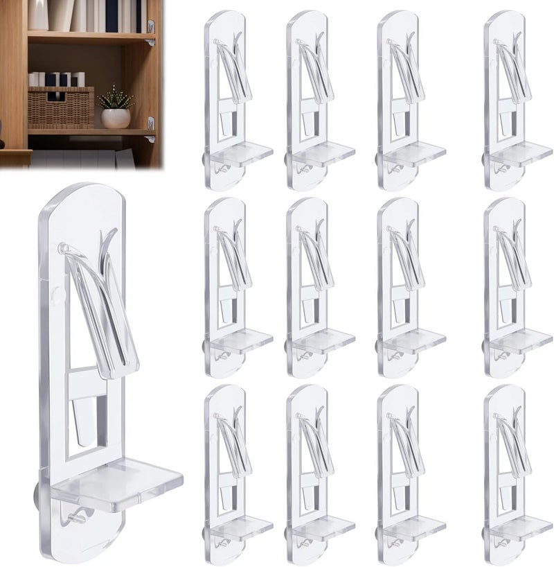 Ojeemii 20PCS Plastic Locking Shelf Support Pegs, 5mm Self-Locking Shelf Pins, Plastic Cabinet Shelf Clips, Clear Bracket Clips for Kitchen, 5mm Peg x 3/4" Thick Shelves - Image 1